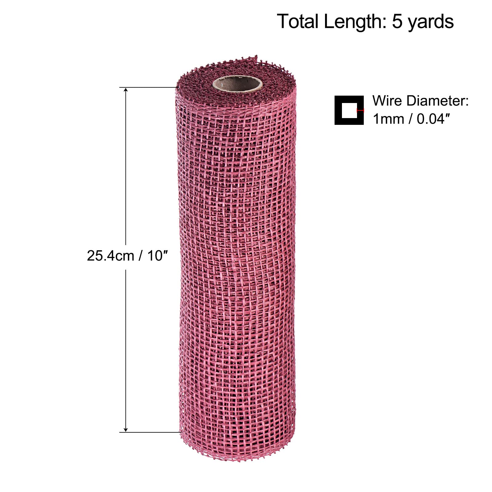 sourcing map Toile de jute PP bordeaux 25,4cm x 5 yards