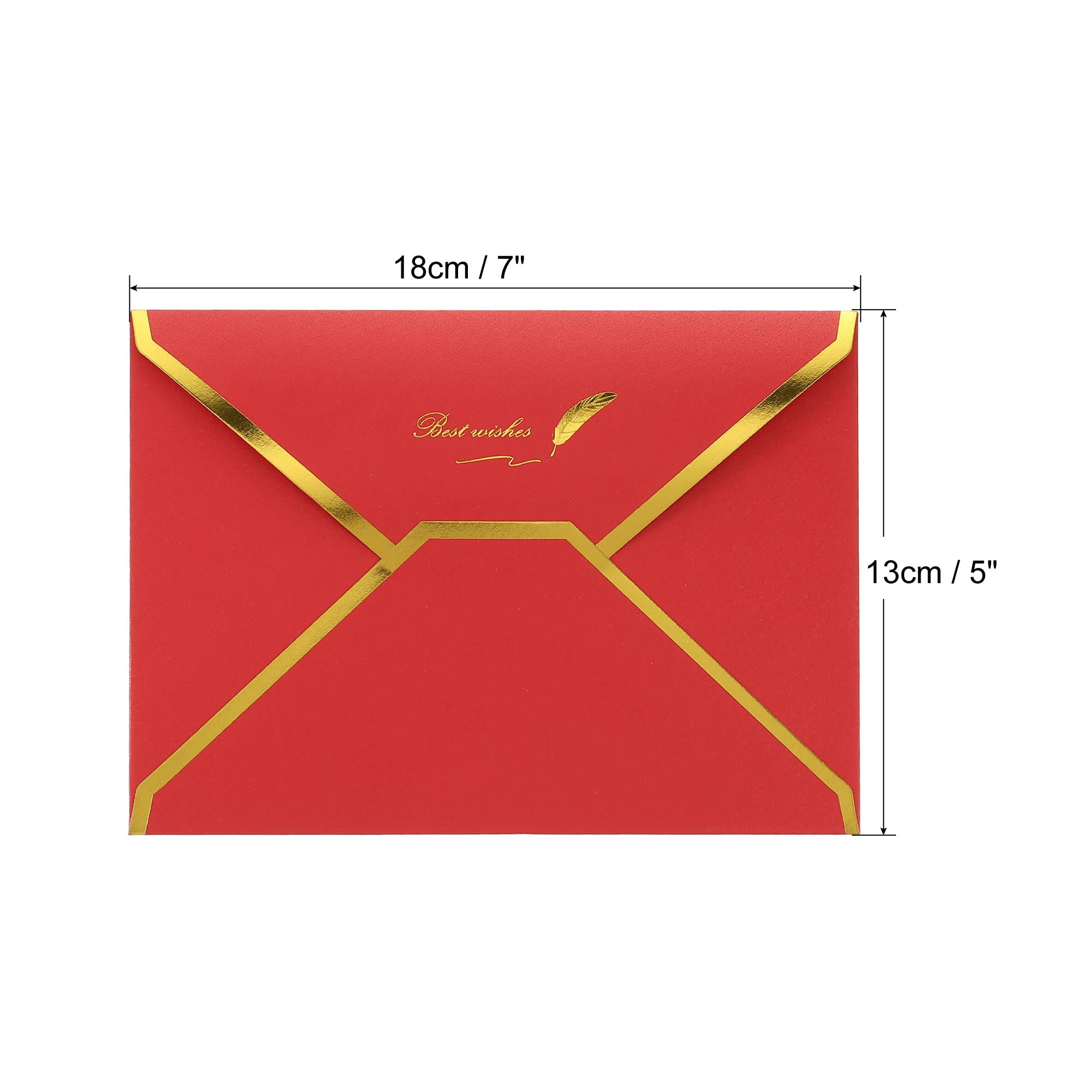 Sourcing Map Enveloppes B6 Rouges Bord Doré 13x18 cm Lot de 20
