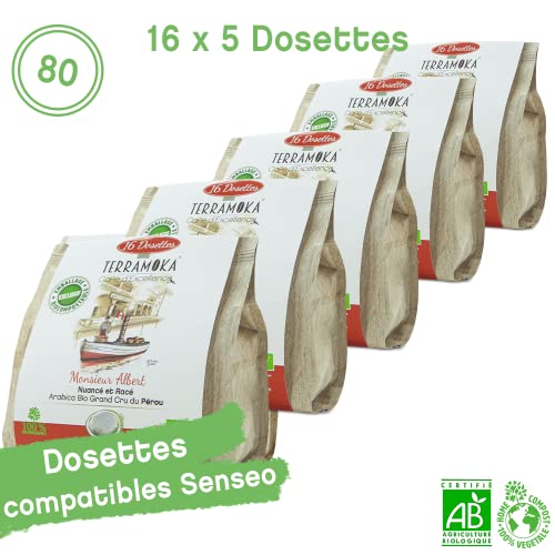 Terramoka Monsieur Albert 80 dosettes Senseo café bio arabica Pérou