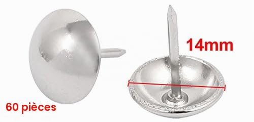 Sourcingmap clou tapissier inox argenté 14 mm 60 pièces