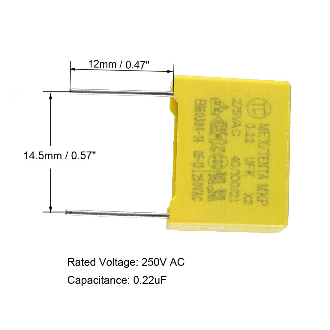 sourcing map condensateur X2 0.22uF 275V AC MKP 10 pcs jaune