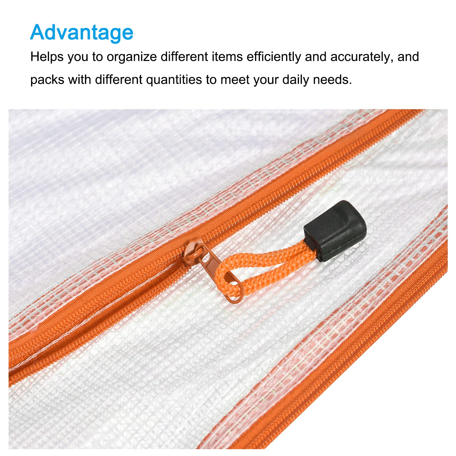 Sourcingmap pochette A4 zip orange lot de 12 PVC