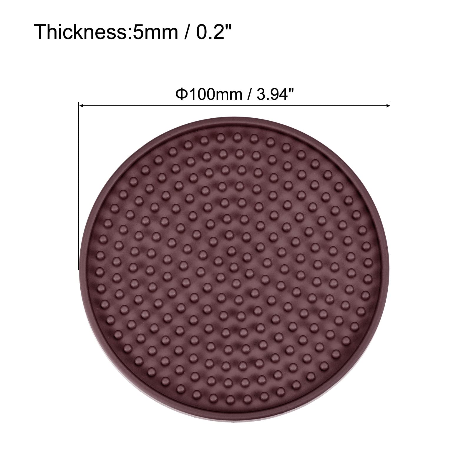 Sourcing Map Home Sous-verre Caoutchouc 100mm Marron Lot 6