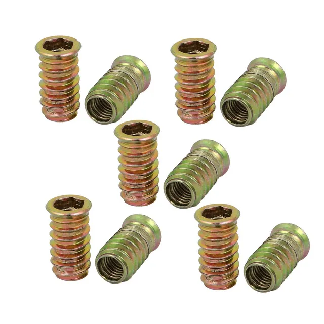 Sourcing Map M10x30mm écrou insert bois zingué lot 10