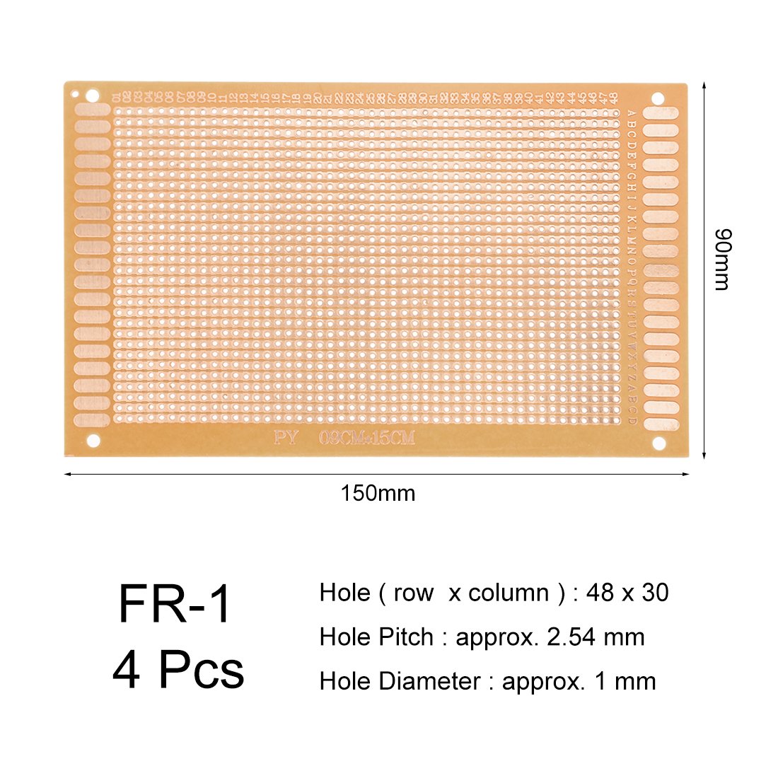Sourcing Map Industrial Circuit Imprimé Bakélite 9x15cm 1,2mm 4 pcs