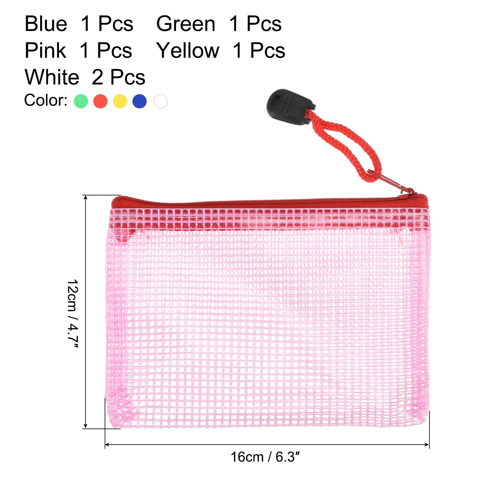 Sourcingmap pochette A6 zip couleurs assorties lot de 6