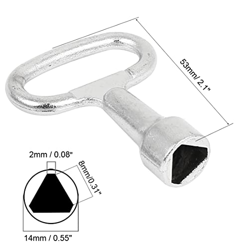sourcing map clés triangle 8mm métal argent 53mm 2pcs