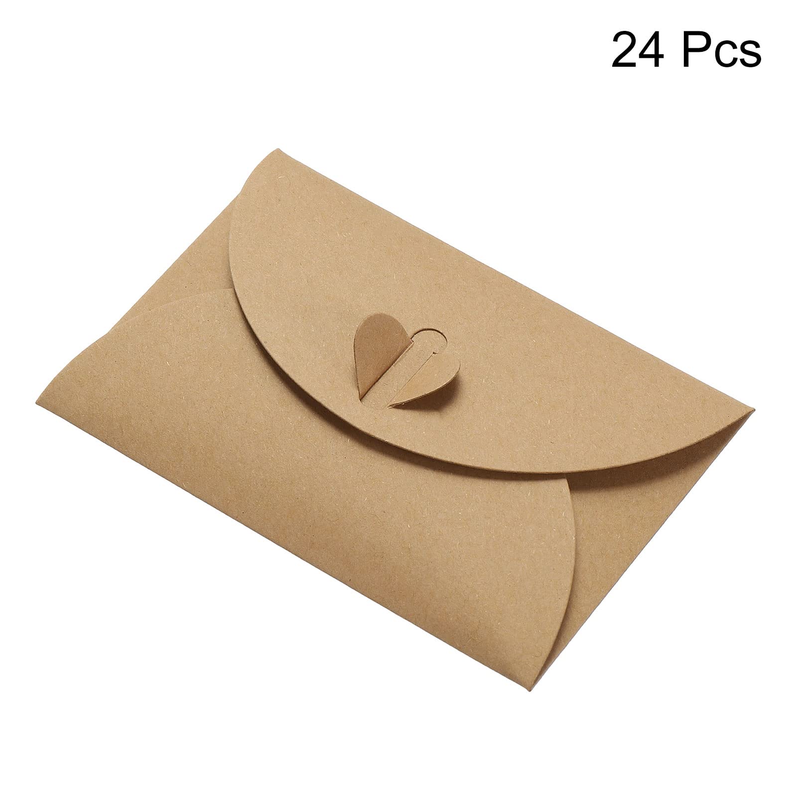Sourcing Map Mini Enveloppe Papier Marron Cœur 7x10,5cm x24