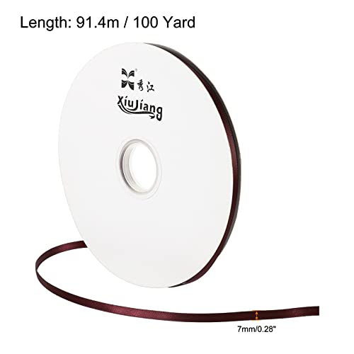 Sourcing Map Ruban Satin Rouge Violet 7 mm x 91,4 m Rouleau