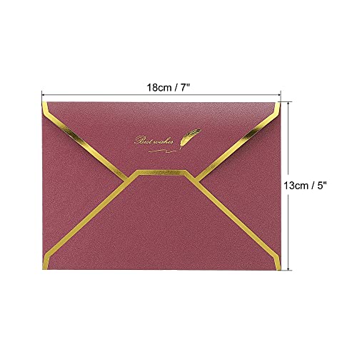 Sourcing Map Enveloppe B6 Rabat V 10 pcs Vin Rouge Doré