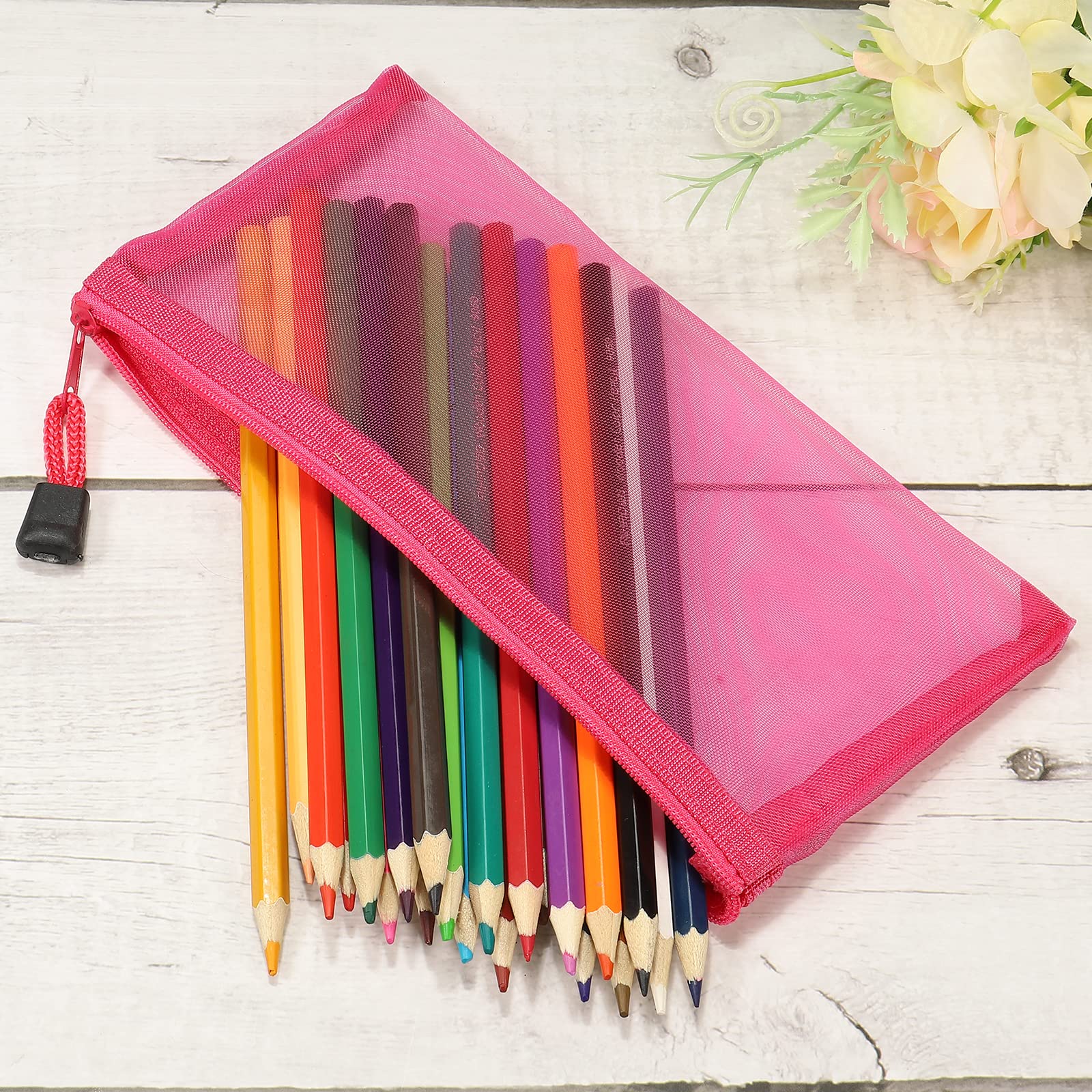 sourcing map pochette zippée A6 rose x6 nylon