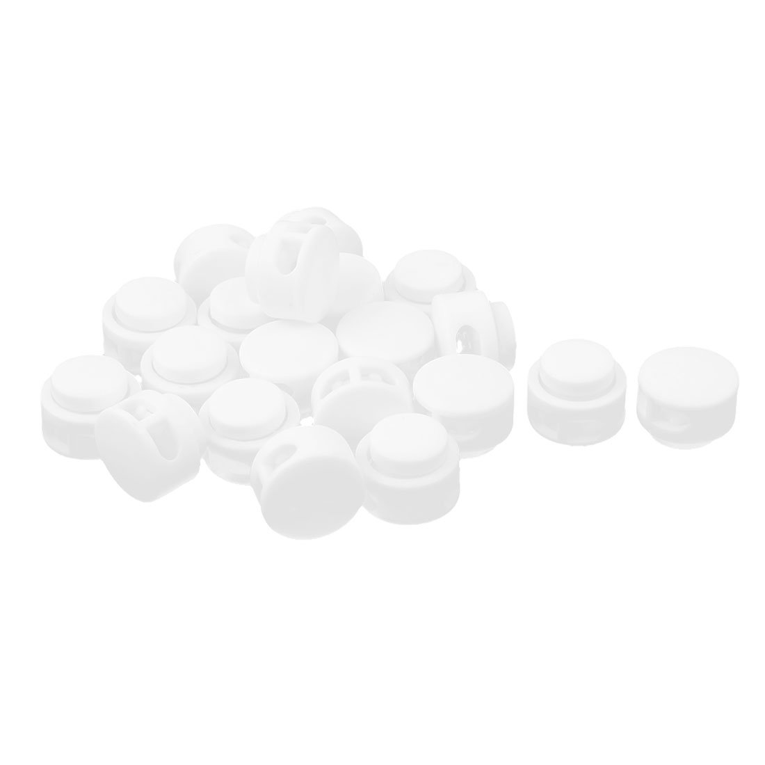 sourcing map Arrêt Cordon Plastique Blanc Lot 20 Double Trou