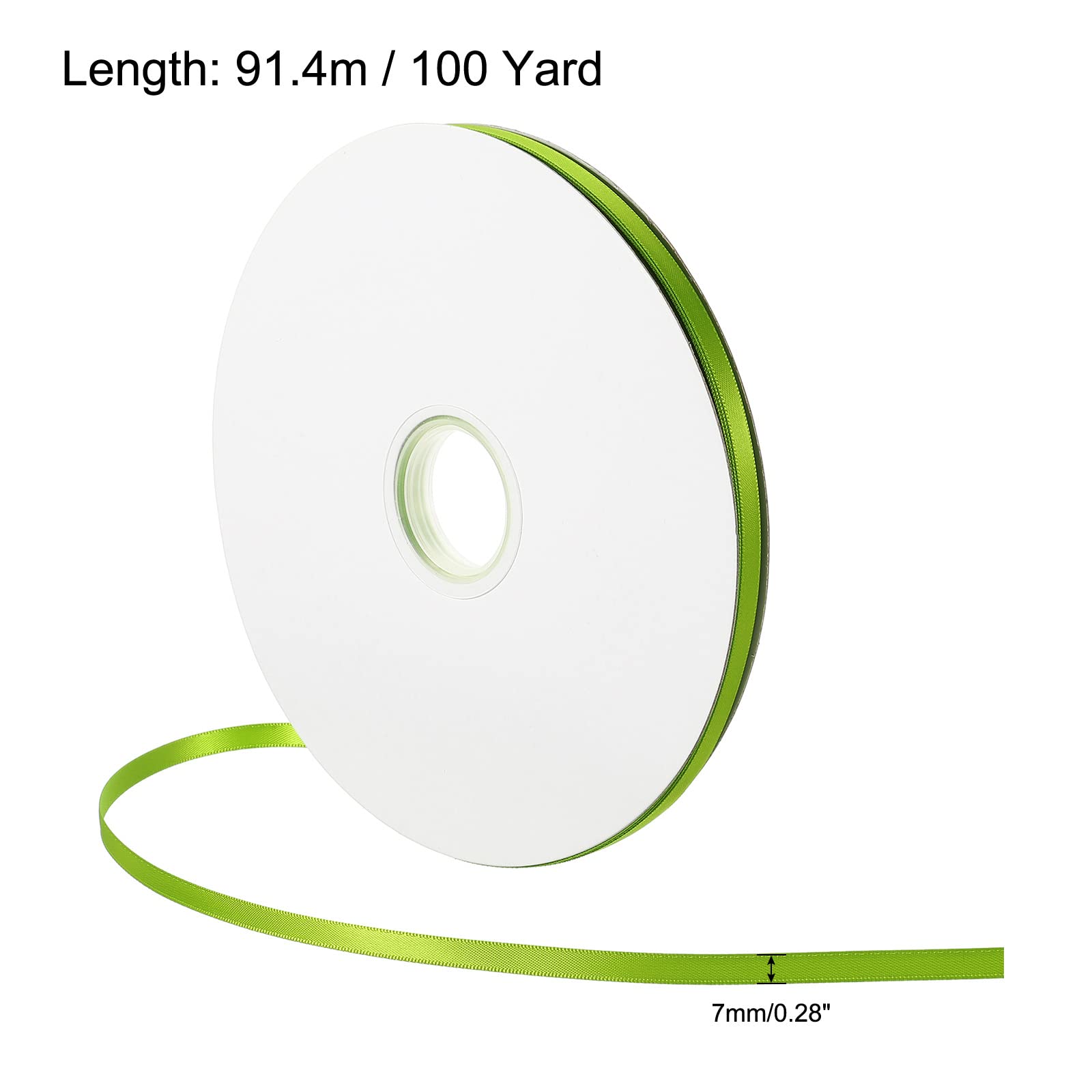 Sourcingmap Ruban Satin Vert Clair 7mmx91,4m Polyester