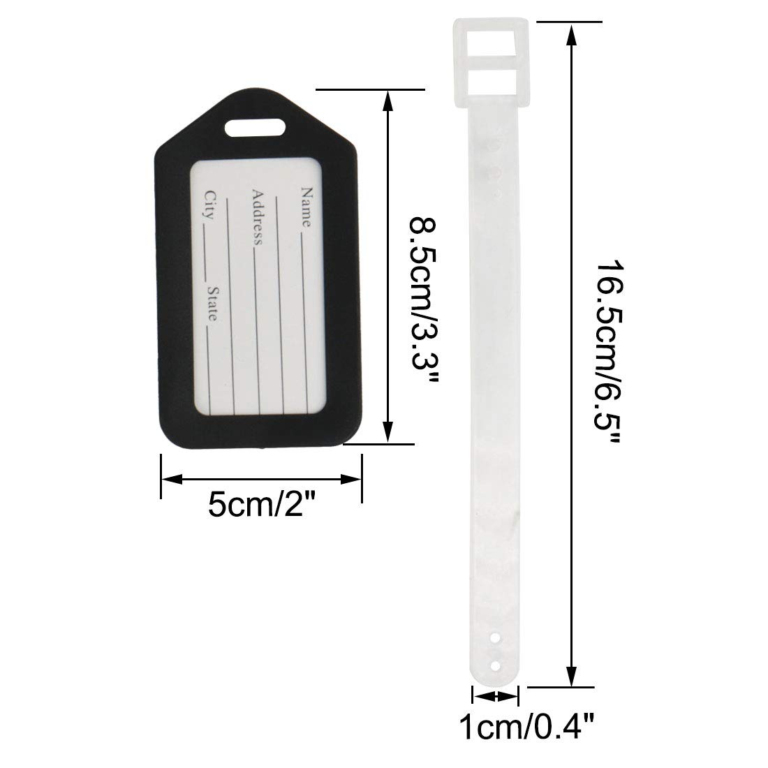 Sourcing Map Étiquette Bagage Plastique Noir Lot de 20