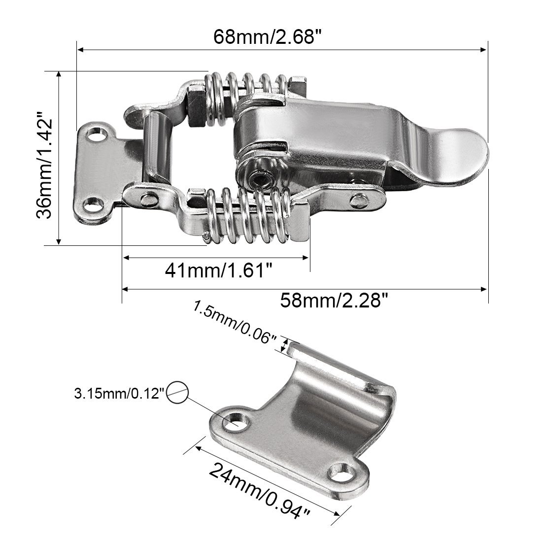 Sourcingmap Home 68mm fermoir levier inox bascule lot 2