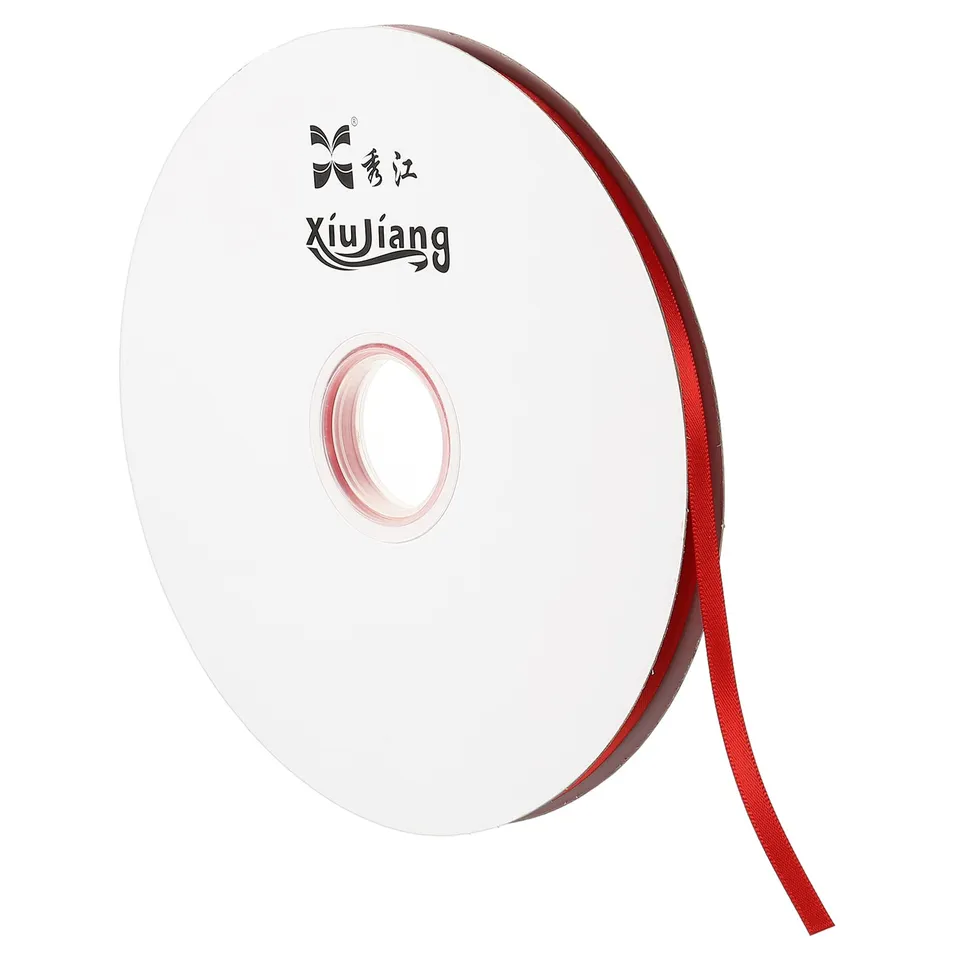 Sourcing Map ruban satin rouge 7mm x 91,4m double face