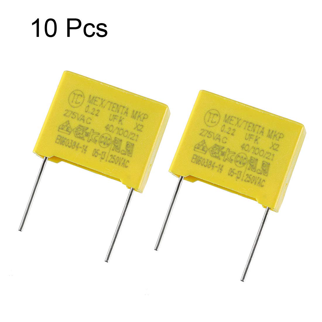 sourcing map condensateur X2 0.22uF 275V AC MKP 10 pcs jaune