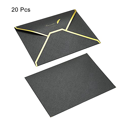 Sourcing Map 20 Enveloppes B6 Noires Rabat V Bord Doré