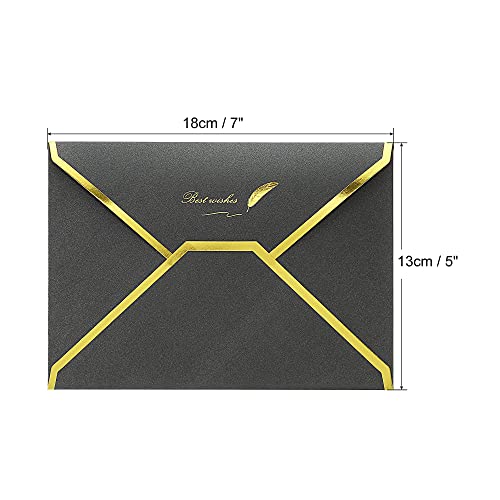 Sourcing Map 20 Enveloppes B6 Noires Rabat V Bord Doré