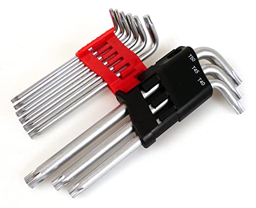 PRECISION STEEL Outillage à main 9 clés étoiles coudées T10-T50 torx