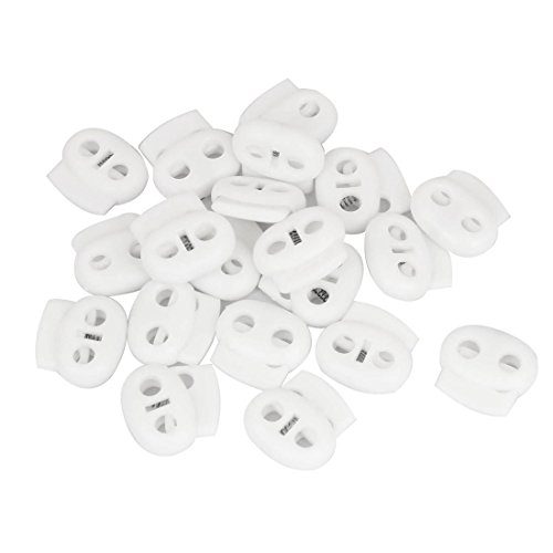sourcing map Arrêts cordon double trou blancs lot 20 plastique