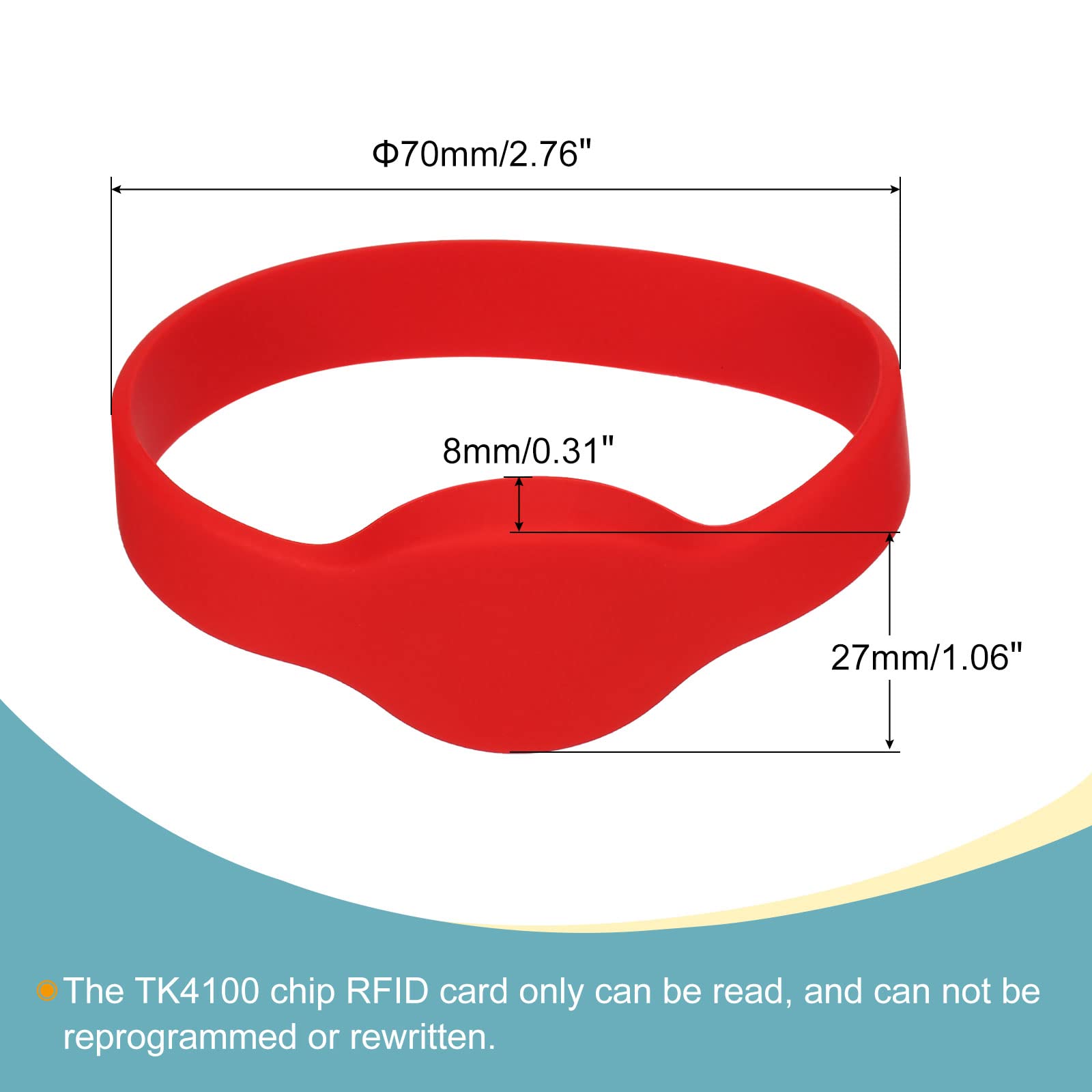 sourcing map TK4100 bracelet RFID rouge 5 pièces 125KHz