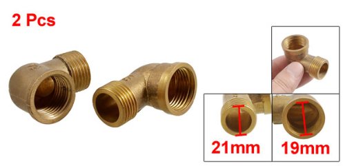 Sourcing Map Industrial raccord coudé laiton 1/2" x2 mâle femelle