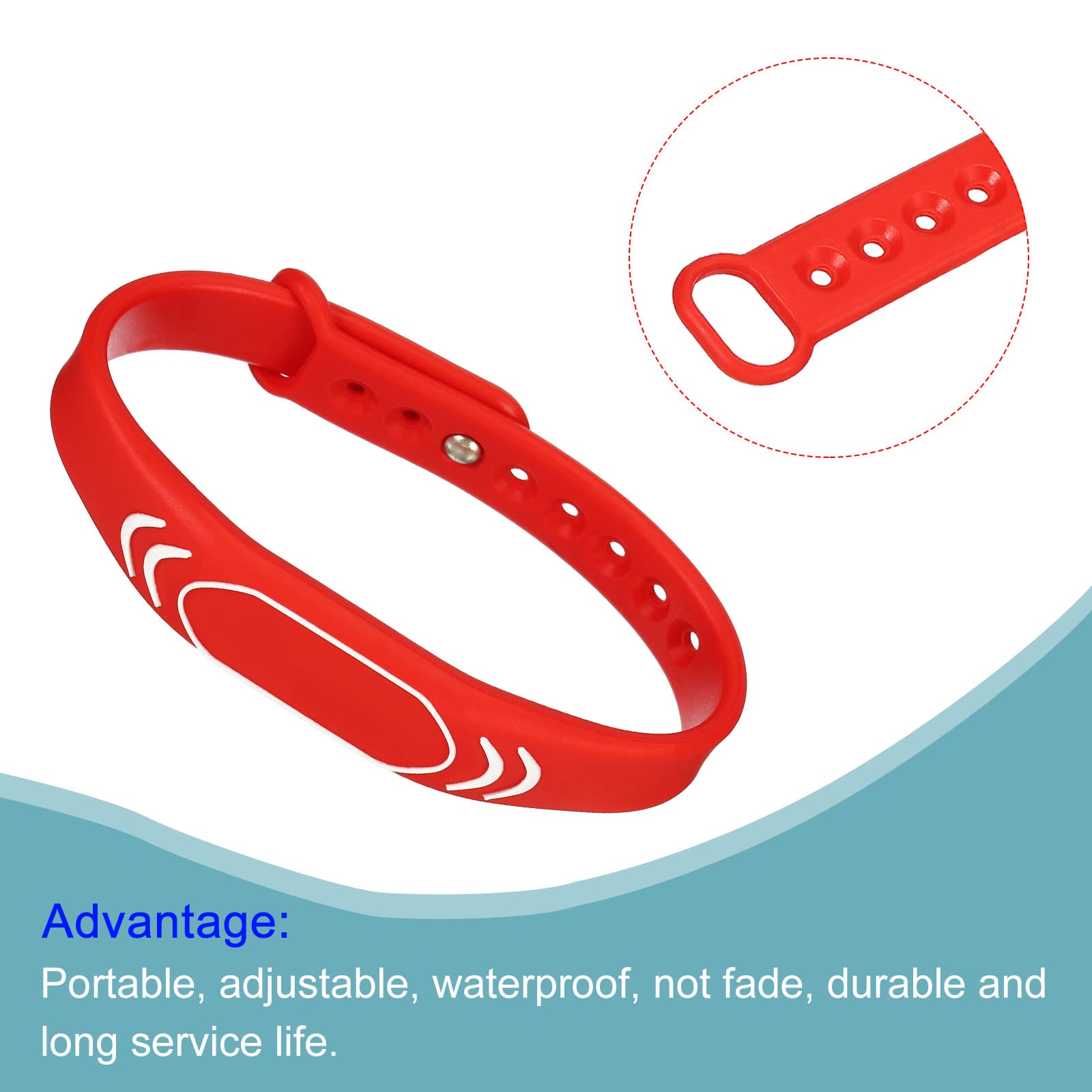sourcing map Electronics bracelet RFID silicone 13,56 MHz rouge x2