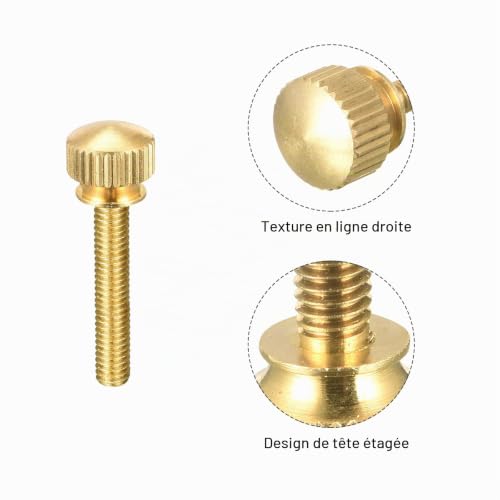 Sourcingmap Home & Garden Vis moletée M4x25mm laiton lot de 2