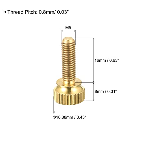 Sourcingmap Vis moletées laiton M5x16 mm tête ronde lot 5