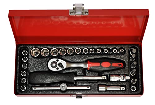 PRECISION STEEL Outillage à main coffret cliquet douilles 1/4" 29 pièces
