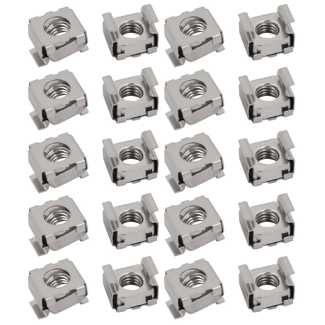 SOURCINGMAP Home écrou cage M6 inox argent rack 20pcs