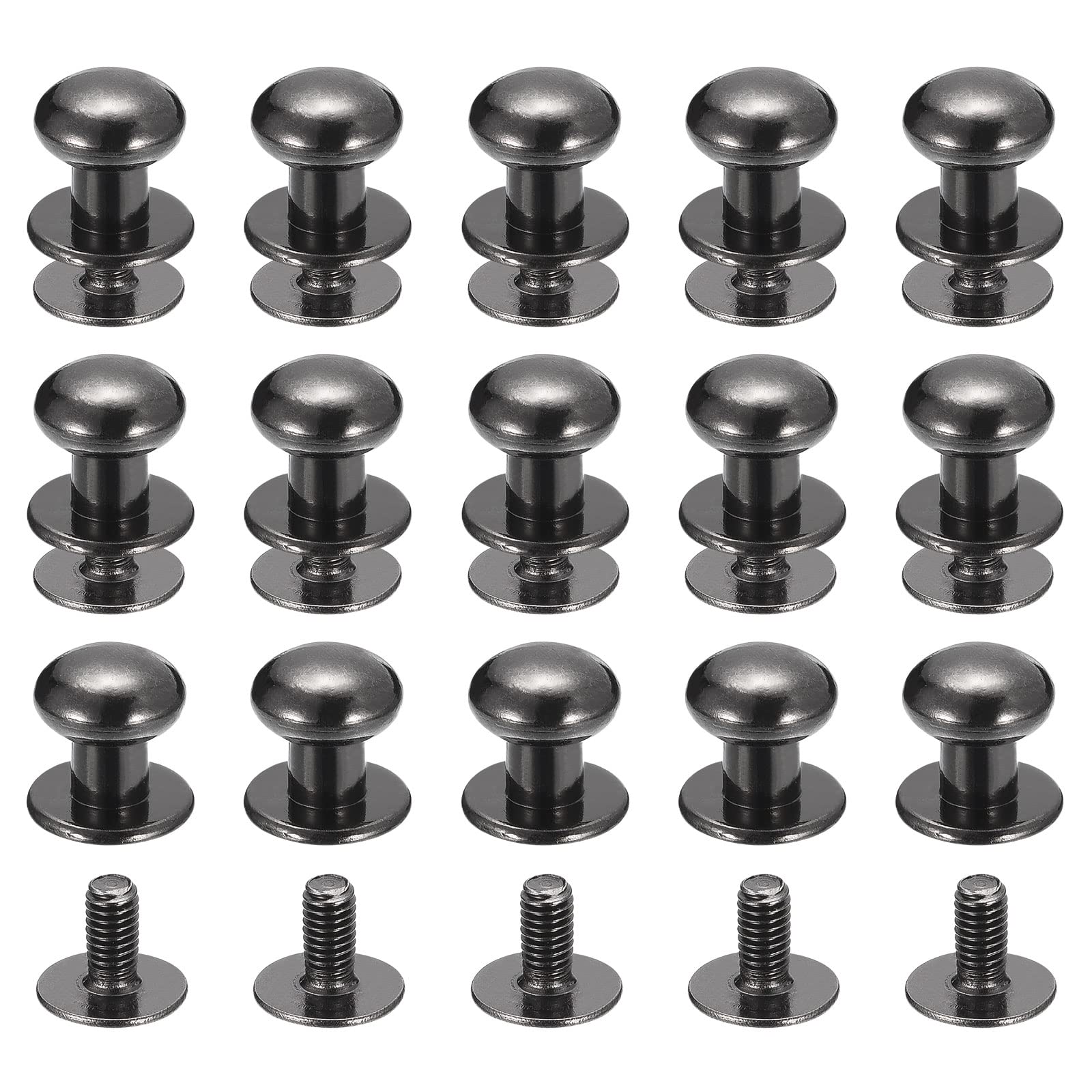 sourcing map rivet cuir tête boule 8mm noir métal lot de 15