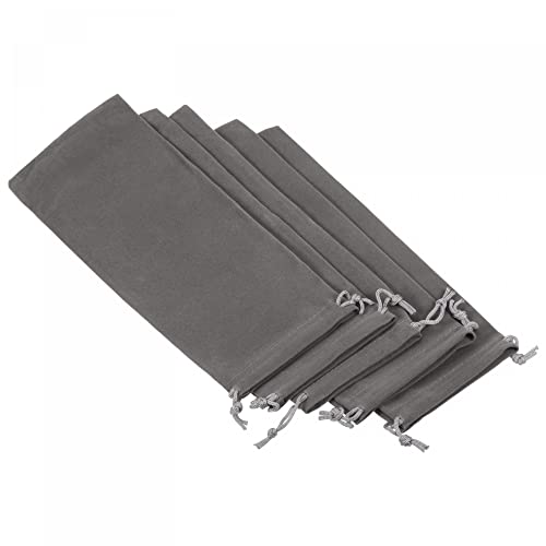 Sourcing Map Pochette Microfibre Cordon 5 pcs Gris 25x10 cm