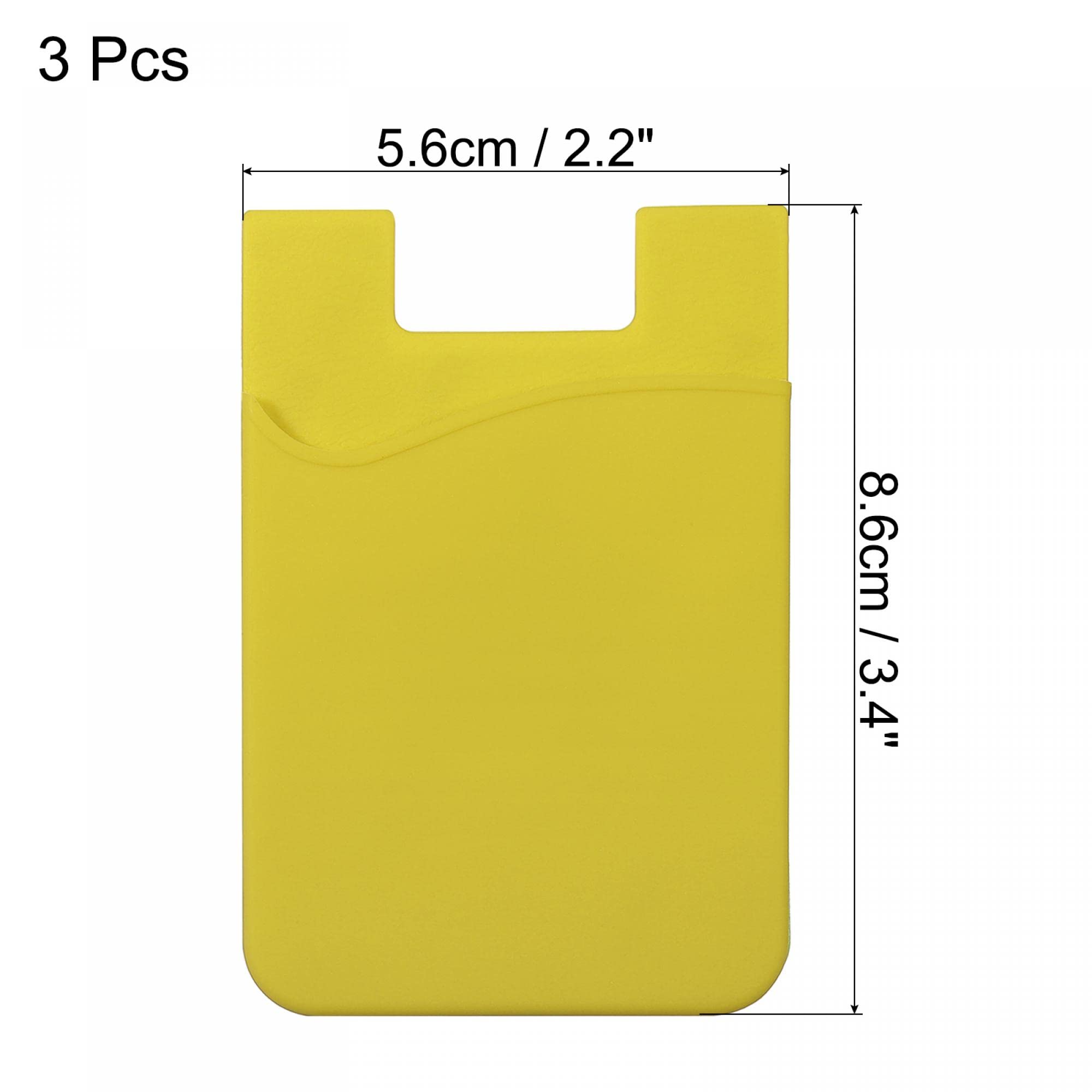 Sourcing Map Electronics porte-carte téléphone silicone jaune lot 3