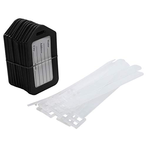 Sourcing Map Lot 10 Étiquettes Bagage Plastique Noir Blanc