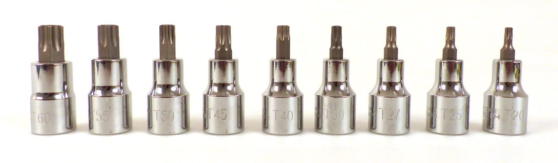 Precision Steel 9 douilles étoiles mâles T20-T60 1/2"