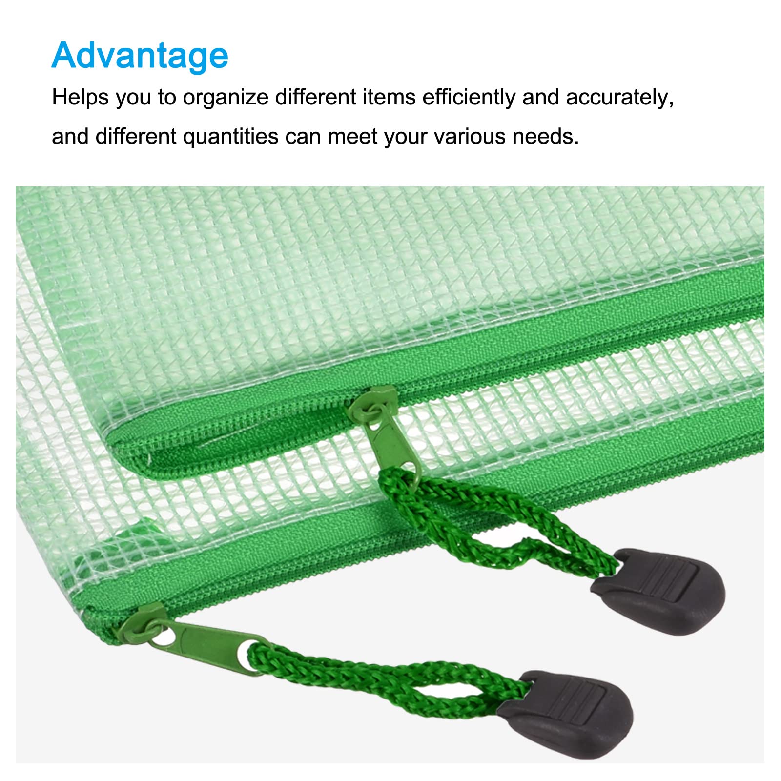 Sourcingmap pochette B6 zip verte lot de 6 PVC