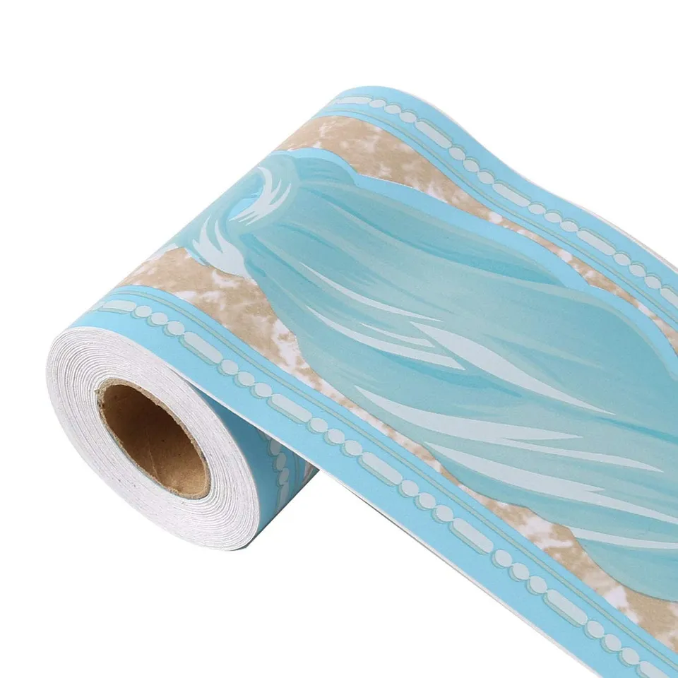 sourcing map Home & Garden frise murale bleue vague 10cmx10m