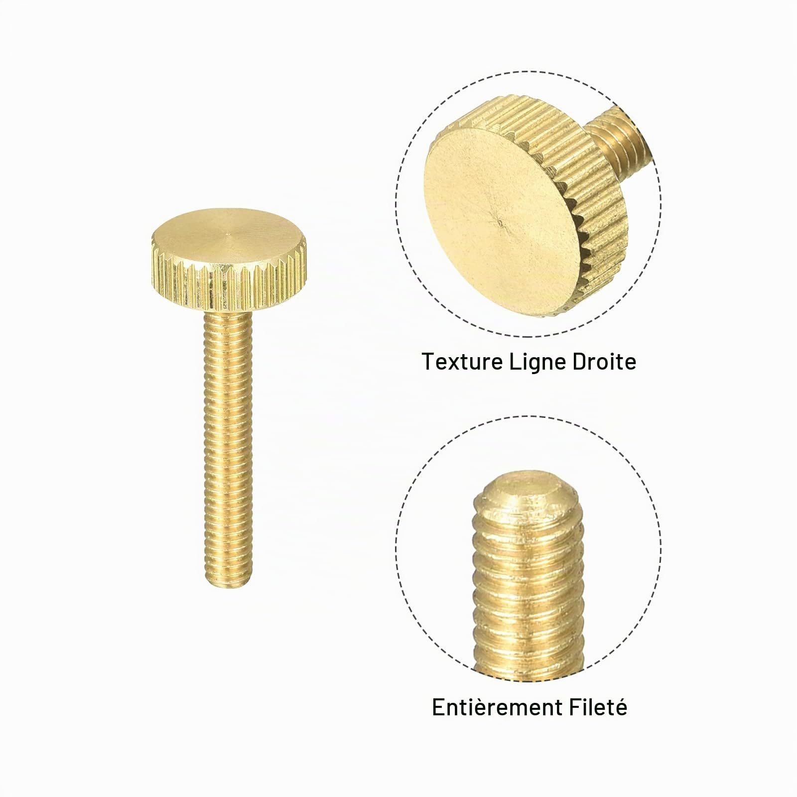 Sourcingmap Vis Moletée Laiton M4x25mm Tête 12mm Lot 2