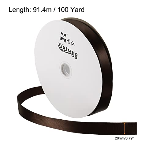 sourcing map ruban satin 20mmx91,4m marron foncé