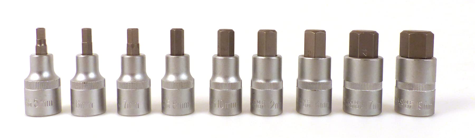 Precision Steel Outillage à main 9 douilles hexagonales 5-19mm 1/2"