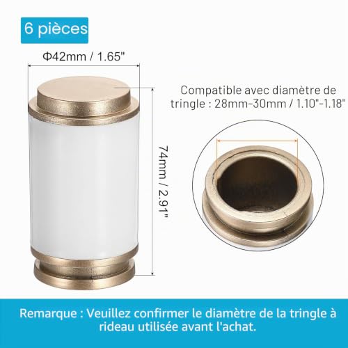 Sourcingmap 6 embouts tringle rideau blanc 28-30 mm PP