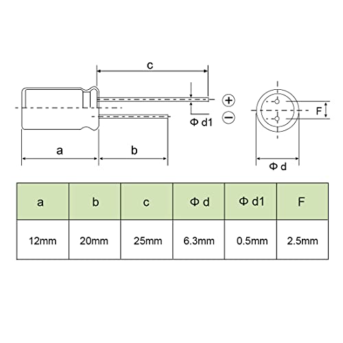 sourcing map condensateur électrolytique 1uF 400V 50 pièces 6.3x12mm
