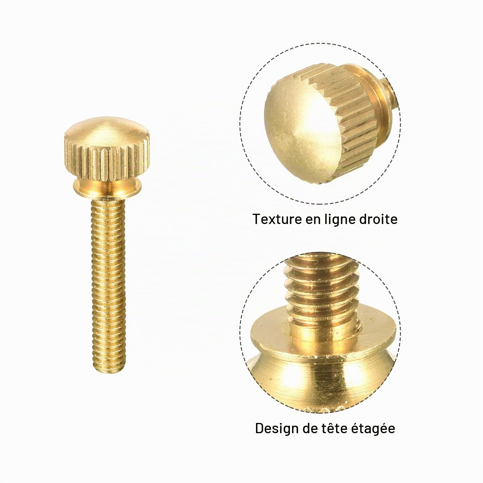 Sourcingmap Home & Garden Vis moletée M4x25mm laiton lot de 2