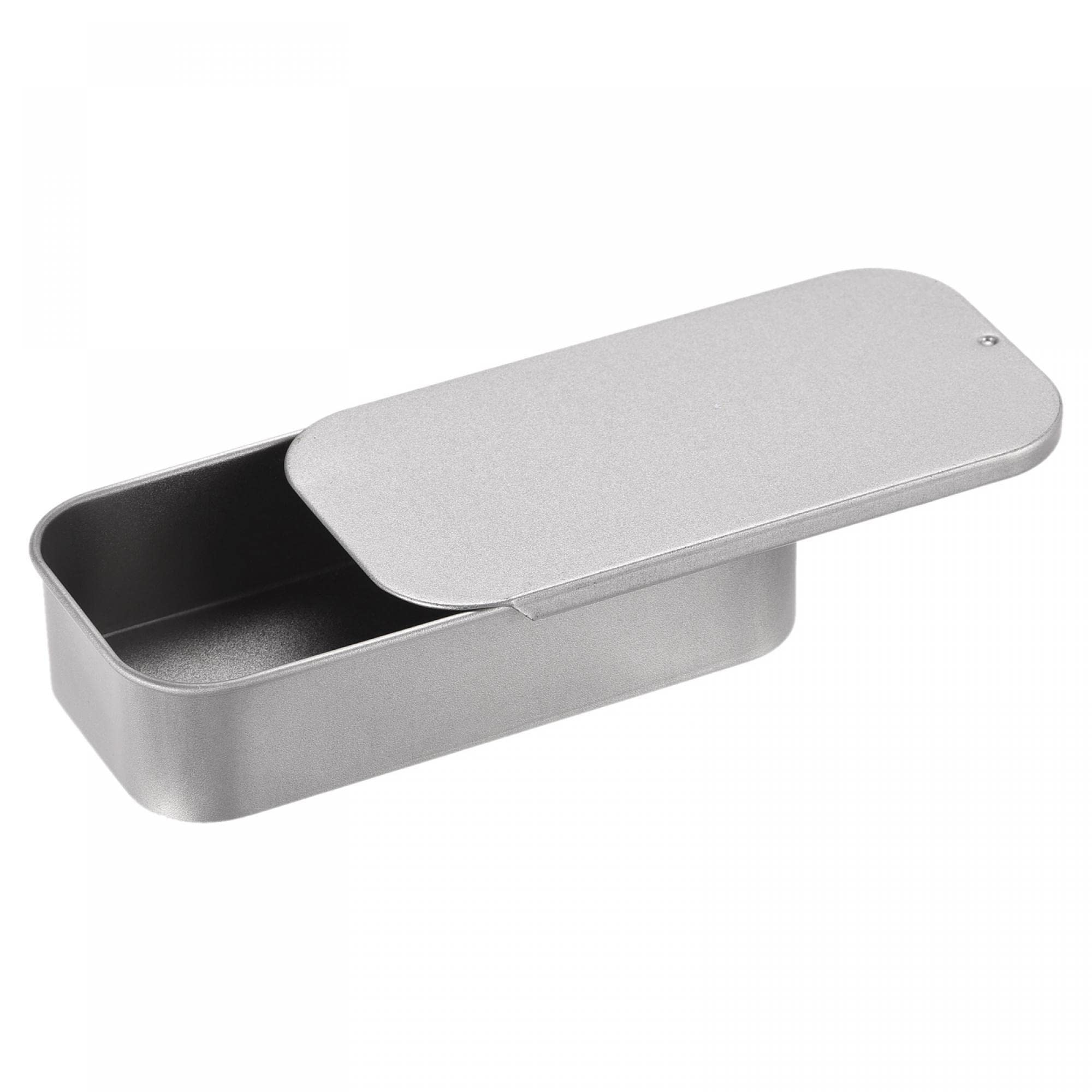 sourcing map boîte métal étain argenté 90x45mm 2 pcs
