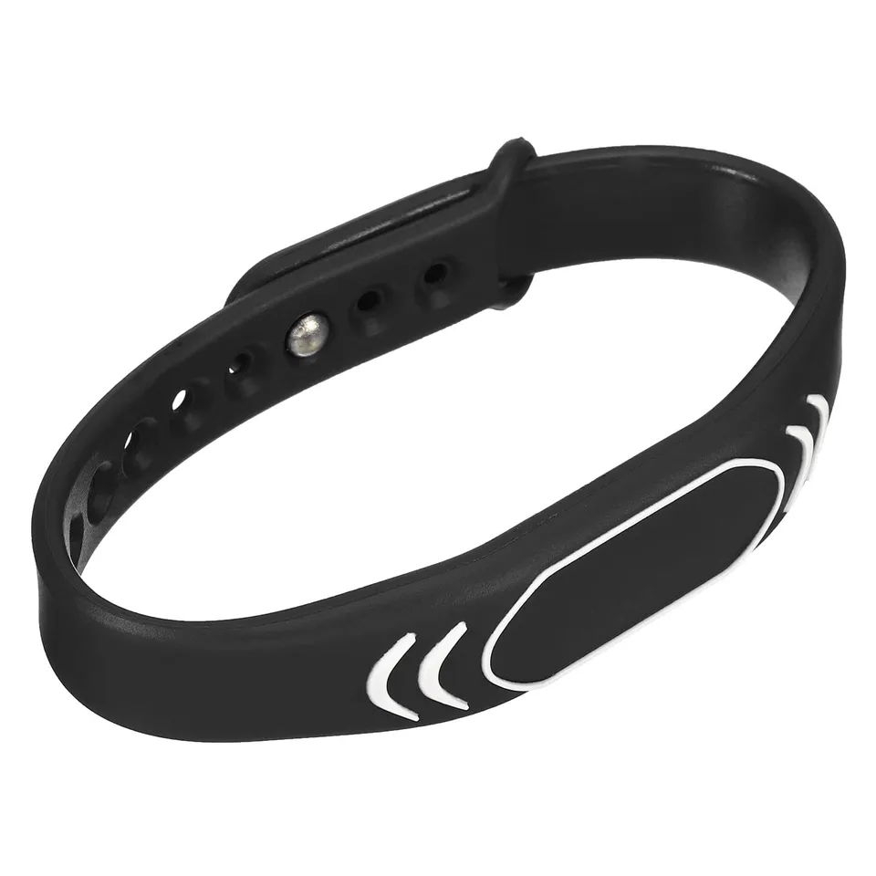sourcing map Bracelet RFID 13,56 MHz Silicone Noir Réglable
