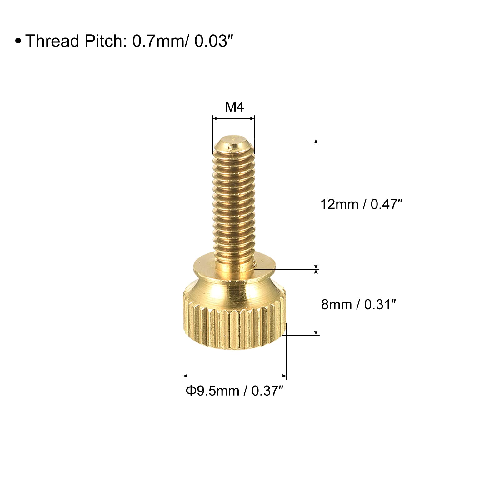 sourcing map M4x12mm vis moletée laiton lot 10
