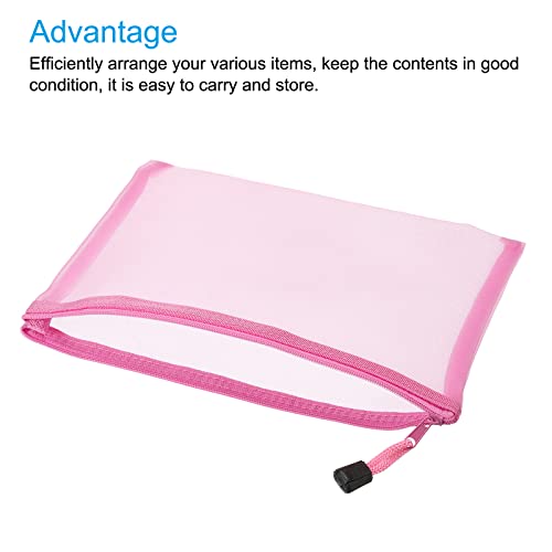 sourcing map pochette maille zippée A5 rose lot 6 nylon