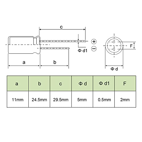 Sourcingmap 22uF 25V condensateur électrolytique 100 pcs 5x11mm